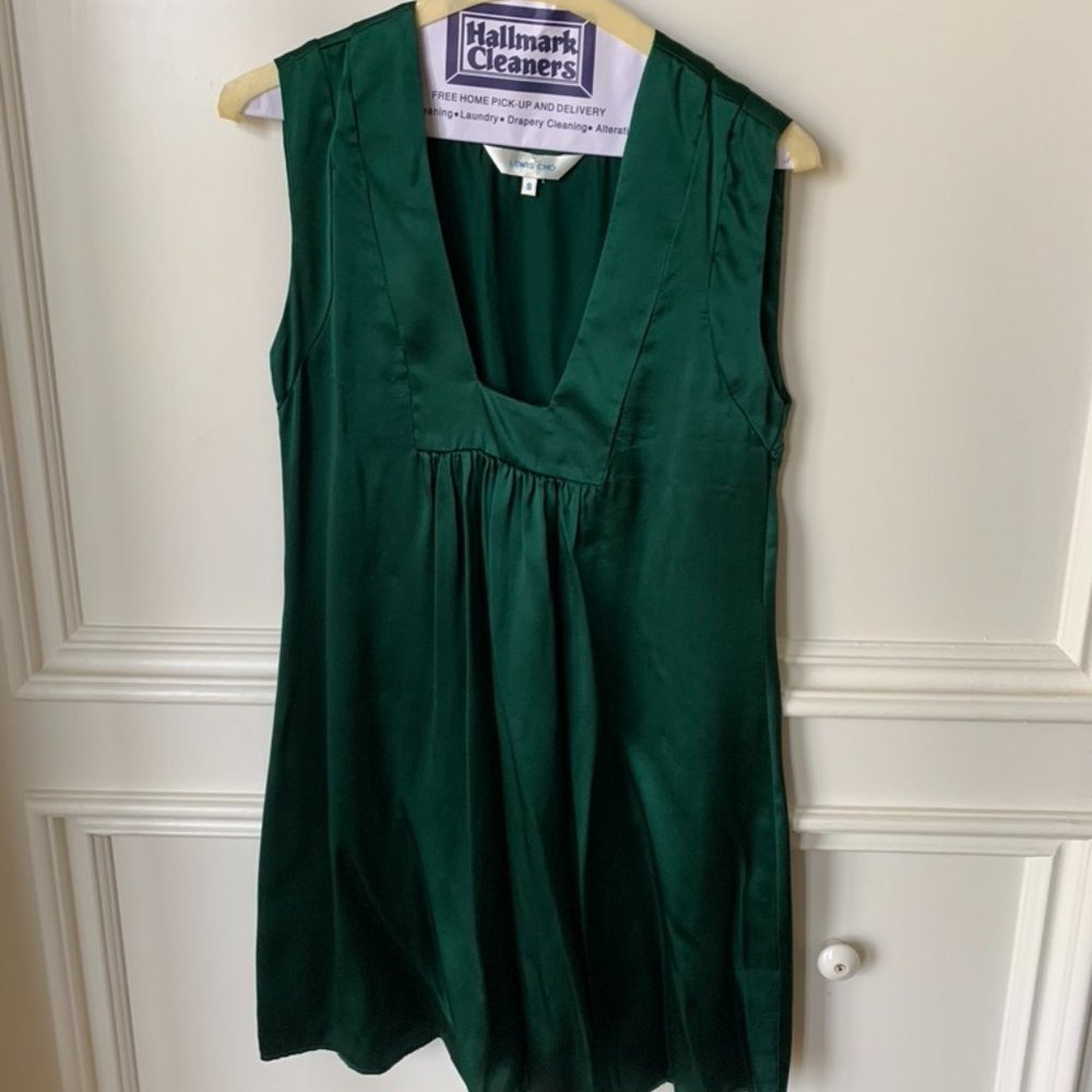 Lewis Cho Emerald Green Silk Dress